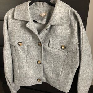 Grey Felt Shacket Bomber Style Made In Italy Fits M